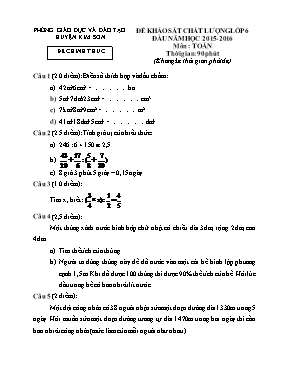 Đề khảo sát chất lượng lớp 6 đầu năm học 2015- 2016 môn Toán